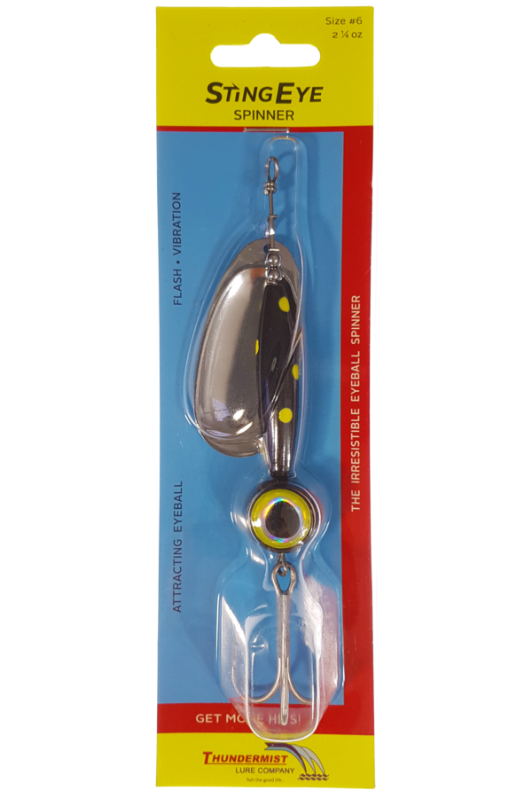 STINGEYE Spinner 6 (Magnum) / Silver/Black with Yellow Dots / Treble Hook